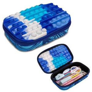 lot 18255 image: ZIPIT POP Pencil Case for Boys, Silicone Sensory Fidget Pencil Case for School, Large Capacity Stationery Organizer Box, Blue - Retail $13