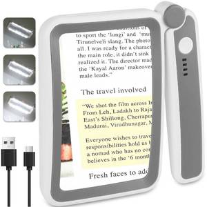 lot 18258 image: Rechargeable Magnifying Glass with Light for Reading, 5X Large Page Magnifier with LED Lighted for Seniors Low Vision, Folding Handheld Lightweight Rectangle Magnifier for Reading Book Small Print - Retail $18