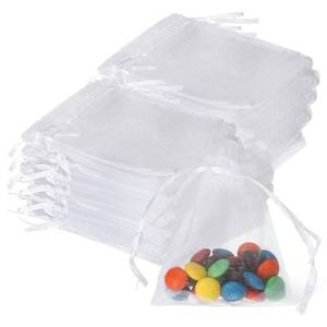 lot 18265 image: Hoolerry 500 Pcs Organza Gift Bags Jewelry Small Mesh Drawstring Sachet Wedding Favor Bracelet Bags for Packaging Jewelry Pouches Small Gifts(3 x 4 Inch,White) - Retail $23