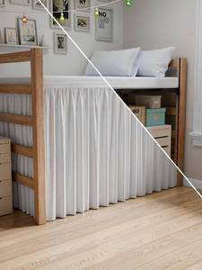 lot 18288 image: Wrap Around Dorm Room Bed Skirt - For Twin XL Size Beds w 42 Inch Drop - Extra Long Dust Ruffled College Bedskirt with Split Corners - Easy Fit Elastic Strap - Adjustable, Fade and Wrinkle Free - White - Retail $2,166