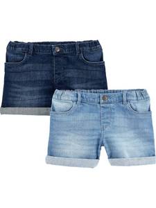 lot 18294 image: Simple Joys by Carters Toddler Girls Denim Shorts, Pack of 2, Dark DenimLight Denim, 2T - Retail $21