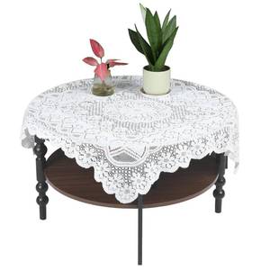 lot 18301 image: SynHHergyx Small Square Tablecloth Lvory Lace Tablecloth Side Table Cover Crochet Tablecloth for Round Coffee Table Topper Furniture 35 X 35 Inch - Retail $10