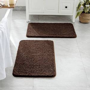lot 19279 image: MIULEE Set of 2 Non Slip Shaggy Bathroom Rugs Extra Thick Soft Bath Mats Plush Microfiber Absorbent Water for Tub Shower Machine Washable (Brown, 16x24 Inches) - Retail $23