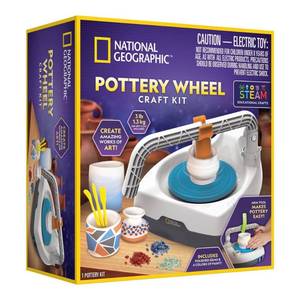 lot 19283 image: Explorer Series Pottery Wheel - National Geographic Kids and Beginners Craft Kit, Includes Tools and Clay, Ages 8 - Retail $100