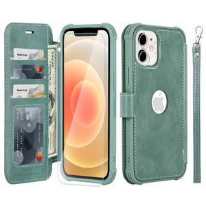 lot 20325 image: VANAVAGY Compatible for iPhone 1212 Pro Wallet Case for Women Men, PU Leather Flip Phone Cover with Wristlet for Wireless Charging with RFID Blocking Card Holder Screen Protector, Forest Green - Retail $19