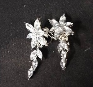 lot 20353 image: Elegant Crystal Floral Drop Earrings - Retail $25