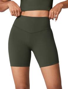 lot 16160 image: UNISSU Hugcurve No Front Seam High Waisted Workout Biker Shorts for Women 6 Inches Tummy Control Buttery Soft Yoga Pants Gym Aspen Olive Small - Retail $24