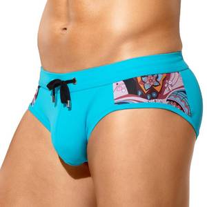 lot 16180 image: Arjen Kroos Mens Swimsuit Printed Swim Briefs Pattern Bikini Swimwear with Drawstrings and Lined Pouch,Sky Blue,X-Large - Retail $15