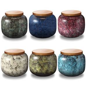 lot 17652 image: Domensi Mini Urns for Human Ashes Set of 6 with Lids Memorial Small Urns Keepsake Vintage Container Ashes Ceramic Jar Decorative for Storage, Honor Your Loved One Lost - Retail $33