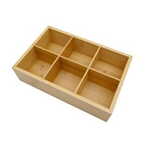 lot 17661 image: Secai Bamboo Tea Bag Organizer, Wood Hot Tea Bag Drawer Storage Organizer Holder with 6 Compartments - Retail $13
