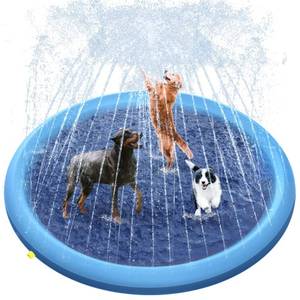 lot 17668 image: Raxurt Splash Pad, 67in Anti-Slip Splash Pad for Kids Dogs 0.58mm Thickened Dog Pool Splash Sprinkler Pad Durable Summer Outdoor Water Toys for Baby Toddler Boys Girls Pet - Retail $20