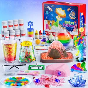 lot 17679 image: 90 Lab Experiments Science Kit for Kids, STEM Activities Educational Scientist Toys Gifts for Age 6-12 Year Old Boys Girls, Chemistry and Physics Set Toys, Volcano Eruption - Retail $25