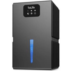 lot 17681 image: ToLife Dehumidifiers for Home 95 OZ Water Tank with Auto-Off 1000 sq.ft Sleep Mode Portable Dehumidifier for Basement Bathroom Home RV Closet Room 7 Colors LED Light,Grey - Retail $56