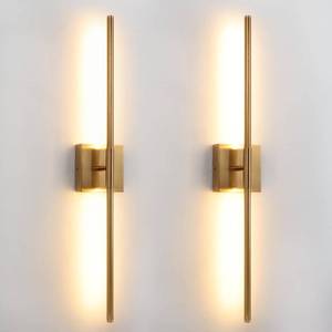 lot 17686 image: Brushed Gold LED Wall Sconces Set of 2 with Warm White Light - Retail $85