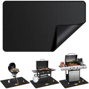 lot 17692 image: GRIBUDDY Large 75 x 40 inch Under Grill Mats for Outdoor Grill, Double-Sided Fireproof Deck Patio Protector Mat, Waterproof Oil-Proof BBQ Floor Pad Indoor Fire Pit Fireplace Mat - Retail $26