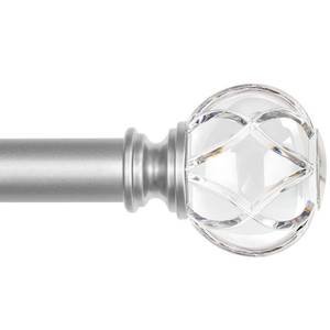 lot 17700 image: KAMANINA 1 Inch Curtain Rods 32 to 58 Inches (2.6-4.8 Feet) Telescoping Silver Curtain Rod for Windows, Decorative Drapery Rod with Crystal Netted Texture Ends - Retail $20