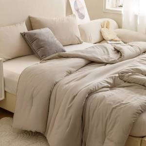lot 17711 image: ROSGONIA Oversized King Comforter Oatmeal, 3pcs(1 Boho Comforter and 2 Pillowcases), Lightweight Oversized King Size Comforter Sets All Season Bedding - Retail $63