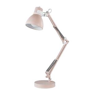 lot 17722 image: GLOBE Electric 52028 28 Swing Arm Architect Desk Lamp, Matte Rose Finish, White Accents, Rotary Switch on Shade, Partially Adjustable Arm, Modern Lighting for Bedroom or Office, E26 Base - Retail $20in