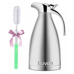 lot 17724 image: Luvan 2.0L 68oz Food-grade 304 Stainless Steel Thermal CarafeDouble Walled Vacuum Insulated Coffee Pot with Press Button Top,12 Hrs HeatandCold Retention,BPA Free,for Coffee,Tea,Beverage etc - Retail $22