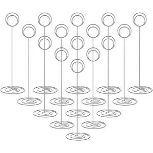 lot 17727 image: 36 Pieces 8.75 Inch Tall Table Number Holders Silver Table Sign Holder Stands Metal Place Card Holder for Photos Picture Numbers Food Signs Memo Notes for Wedding Birthday Party Restaurant - Retail $26