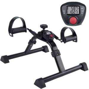 lot 17736 image: Vaunn Medical Under Desk Bike Pedal Exerciser with Electronic Display for Legs and Arms Workout (Fully Assembled Folding Exercise Pedaler, no Tools Required) , Dark - Retail $31