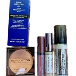 lot 17742 image: Revolution Beauty Makeup and Skincare Bundle of 5 - Retail $35