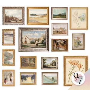 lot 18171 image: 97 Decor Large 11x14 Vintage Wall Art Prints - 16 Unframed Posters, Farmhouse French Country Decor For Bedroom, Living Room, Dining Room, Kitchen - Retail $13