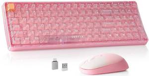 lot 15583 image: YUNZII B75 PRO Wireless Mechanical Keyboard,75percent Layout with Knob,Hot Swap Gasket Custom Structure,Creamy Pre-lubed Switches,RGB Backlit,BluetoothType-C2.4G for WinMac(Milk Switch,Pink) - Retail $63