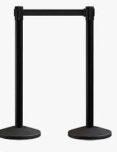 lot 31561 image: Visiontron Prime Retractable Belt Stanchions, Black