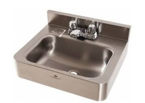 lot 33034 image: Acorn Engineering Company Stainless Steel Lavatory Sink, Wall-Hung Mount, 9-12 Inside Length, 14-12 Inside Width, 6 Inside Depth