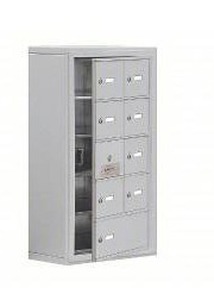 lot 33077 image: SALSBURY INDUSTRIES Cell Phone Locker 17 12 in x 9 14 in x 31 in, 5 Tiers, 2 Units Wide,  Aluminum
