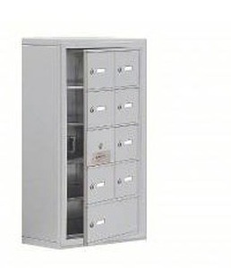 lot 33078 image: SALSBURY INDUSTRIES Cell Phone Locker 17 12 in x 9 14 in x 31 in, 5 Tiers, 2 Units Wide,  Aluminum