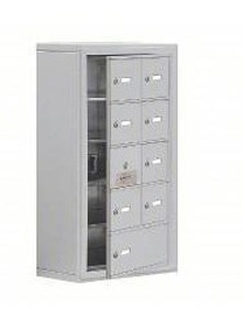 lot 33079 image: SALSBURY INDUSTRIES Cell Phone Locker 17 12 in x 9 14 in x 31 in, 5 Tiers, 2 Units Wide,  Aluminum