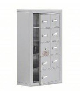 lot 33080 image: SALSBURY INDUSTRIES Cell Phone Locker 17 12 in x 9 14 in x 31 in, 5 Tiers, 2 Units Wide,  Aluminum
