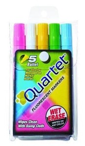 lot 33199 image: Quartet Glo-Write Fluorescent Markers, Wet-Erase, Assorted Colors, 5 Colors, 30 Markers