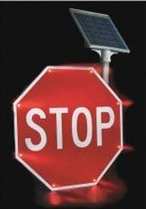 lot 33223 image: Tapco LED Solar Blinkersign Stop Sign, 36 in x 36 in