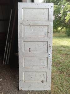 lot 56401 image: Vintage Five-Panel Wooden Door