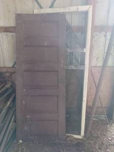lot 56405 image: Vintage Wooden Panel Door and screen door