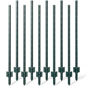 lot 56407 image: (Used 35-50 piece bundle) Metal Fence Post, 6 Feet Heavy Duty Garden with U-Post, No Dig Garden Fence Stakes for Temporary Fencing, Corner Anchor