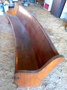 lot 56417 image: Antique Wooden Church Pew 118 inches long