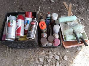 lot 56430 image: Mixed Spray Paint and Painting Supplies Lot