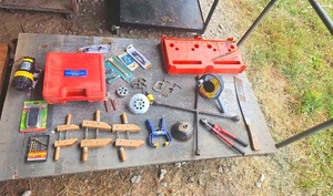 lot 56456 image: Professional HVAC Tool Collection with AC Manifold Gauge Set and Wheeled Cart
