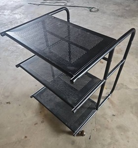 lot 56520 image: 3-Tier Metal Mesh Rolling Cart