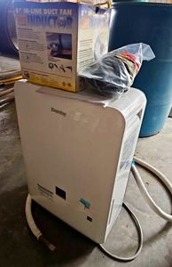 lot 56558 image: Danby 50-Pint Dehumidifier with In-Line Duct Fan
