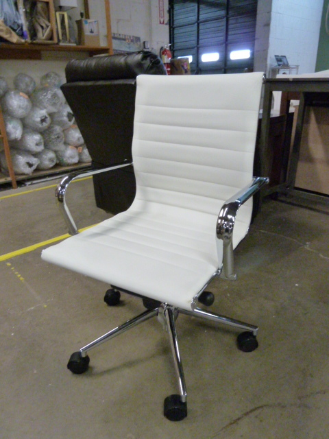 White Chrome Office Chair Has A Small Tear In The Seat