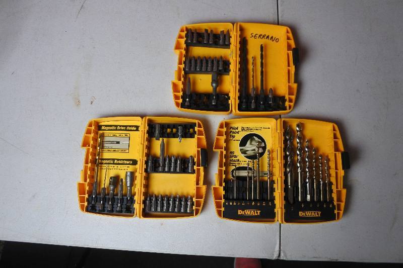 lot 10404 image: 3 sets of drill attachments Dewalt bitsdrillbits (totes not included)