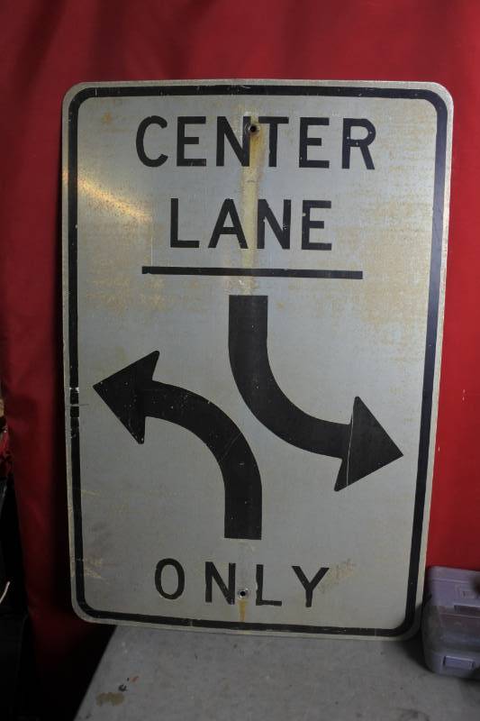 lot 10555 image: Center Only Lane Street Sign