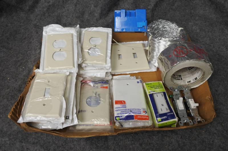 lot 10639 image: Lot of Electrical Outlet Covers, Switchs, and More