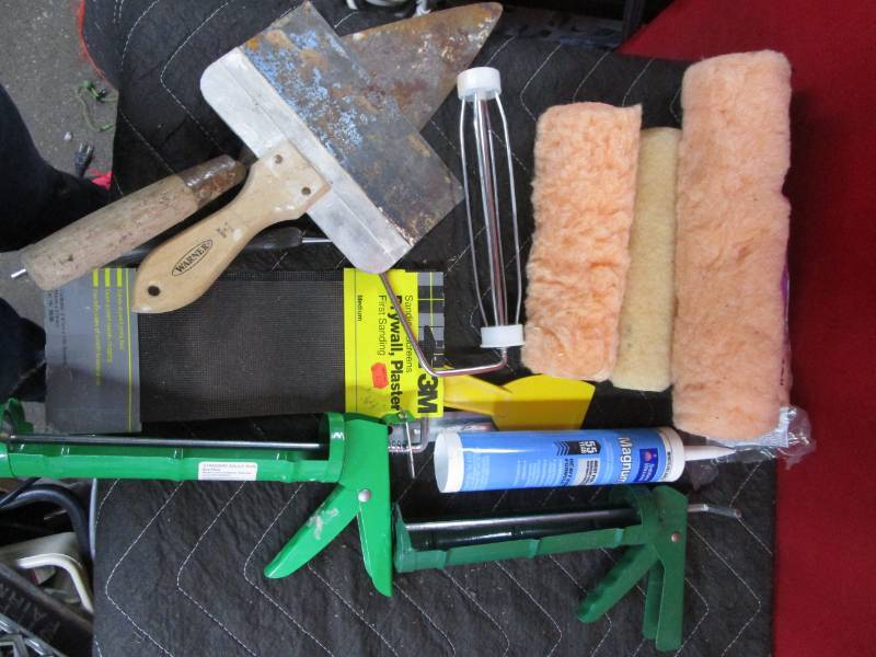 lot 10679 image: Roller Covers, Caulking Guns, Tube of Caulking, and Trials