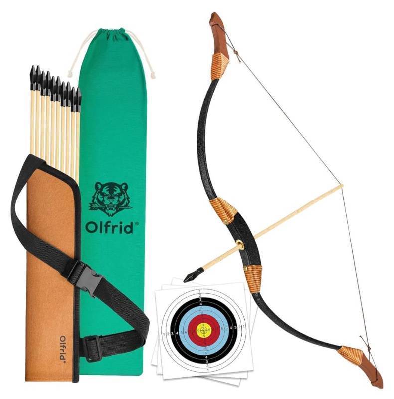 lot 50057 image: Wooden Bow and Arrow for Kids Archery Games, Kids Bow and Arrow Set with 10 Arrows, 3 Targets, Quiver & Storage Bag, Kids Archery Set Toy for Left Or Right Handers Sports & Outdoor Play